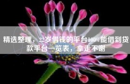 精选整理，22岁借钱的平台100%能借到贷款平台一览表，拿走不谢
