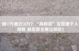 借12万要还20万？“高利贷”友信遭千人维权 被指冒充银行放款！