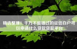 精选整理！千万不能错过的征信白户可以申请什么贷款贷款平台