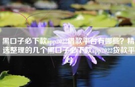 黑口子必下款app2022借款平台有哪些？精选整理的几个黑口子必下款app2022贷款平台