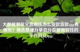 大数据很花又急用钱怎么贷款贷款app有哪些？精选整理分享百分百能借到钱的平台网贷app