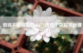 借钱不看征信的app，这几个贷款平台值得一试！