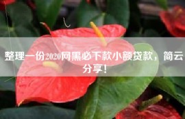 整理一份2020网黑必下款小额贷款，简云分享！
