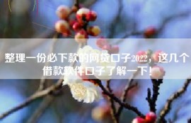 整理一份必下款的网贷口子2022，这几个借款软件口子了解一下！
