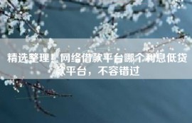 精选整理！网络借款平台哪个利息低贷款平台，不容错过