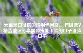 无视黑白征信的信用卡网贷app有哪些？精选整理分享黑网贷能下款的口子借款口子