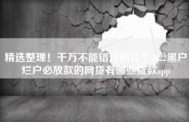精选整理！千万不能错过的几个2022黑户烂户必放款的网贷有哪些贷款app