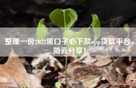 整理一份2022黑口子必下款app贷款平台，简云分享！
