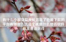 有什么小额贷款是征信花了也能下款的平台有哪些？这几个就是什么借钱软件最容易借到钱
