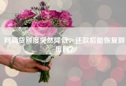 网商贷额度突然降低，还款后能恢复额度吗？