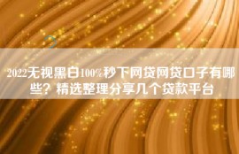 2022无视黑白100%秒下网贷网贷口子有哪些？精选整理分享几个贷款平台
