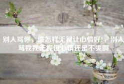 别人骂你，该怎样无视让心情好?，别人骂我我无视但心情还是不爽啊