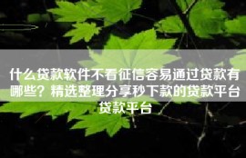 什么贷款软件不看征信容易通过贷款有哪些？精选整理分享秒下款的贷款平台贷款平台