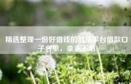 精选整理一份好借钱的借贷平台借款口子名单，拿走不谢