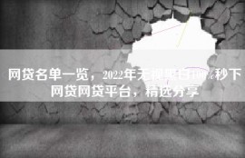 网贷名单一览，2022年无视黑白100%秒下网贷网贷平台，精选分享