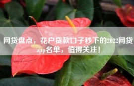 网贷盘点，花户贷款口子秒下的2022网贷app名单，值得关注！
