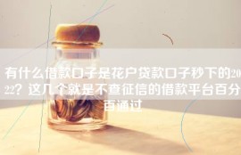 有什么借款口子是花户贷款口子秒下的2022？这几个就是不查征信的借款平台百分百通过