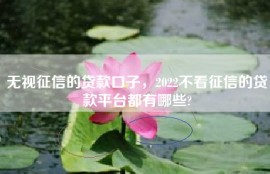 无视征信的贷款口子，2022不看征信的贷款平台都有哪些?