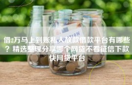 借2万马上到账私人放款借款平台有哪些？精选整理分享哪个网贷不看征信下款快网贷平台