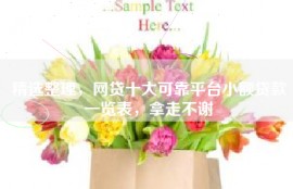 精选整理，网贷十大可靠平台小额贷款一览表，拿走不谢