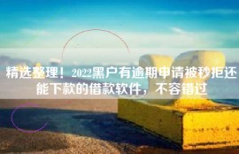 精选整理！2022黑户有逾期申请被秒拒还能下款的借款软件，不容错过