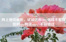网上借钱被拒，试试这些2022借钱不看征信的app网贷app，不容错过