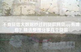 不查征信大数据秒过的贷款网贷app有哪些？精选整理分享几个贷款
