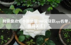 网贷盘点，小额借款3000元贷款app名单，值得关注！
