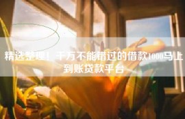 精选整理！千万不能错过的借款1000马上到账贷款平台
