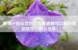 整理一份征信烂了没有逾期可以借的借款软件，简云分享！