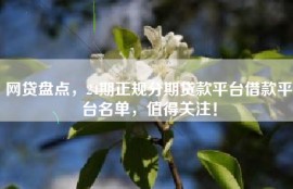 网贷盘点，24期正规分期贷款平台借款平台名单，值得关注！