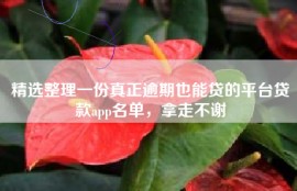 精选整理一份真正逾期也能贷的平台贷款app名单，拿走不谢