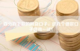 百分百下款的网贷口子，这几个借款口子值得一试！
