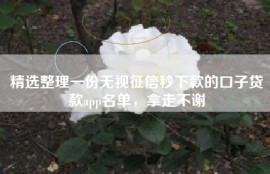 精选整理一份无视征信秒下款的口子贷款app名单，拿走不谢