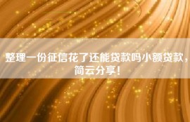 整理一份征信花了还能贷款吗小额贷款，简云分享！