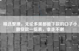 精选整理，无论多黑都能下款的口子小额贷款一览表，拿走不谢
