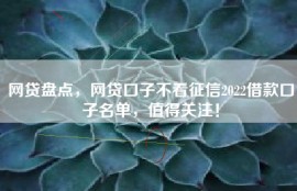 网贷盘点，网贷口子不看征信2022借款口子名单，值得关注！