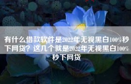 有什么借款软件是2022年无视黑白100%秒下网贷？这几个就是2022年无视黑白100%秒下网贷