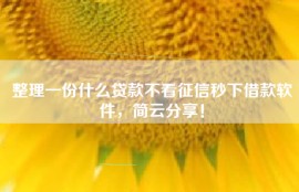 整理一份什么贷款不看征信秒下借款软件，简云分享！