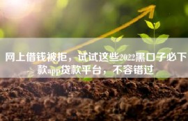 网上借钱被拒，试试这些2022黑口子必下款app贷款平台，不容错过