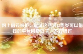 网上借钱被拒，试试这些满18周岁可以借钱的平台网贷口子，不容错过