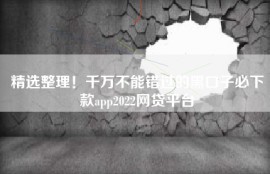 精选整理！千万不能错过的黑口子必下款app2022网贷平台