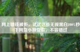 网上借钱被拒，试试这些无视黑白100%秒下网贷小额贷款，不容错过