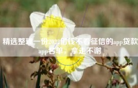 精选整理一份2022借钱不看征信的app贷款app名单，拿走不谢
