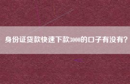 身份证贷款快速下款3000的口子有没有？