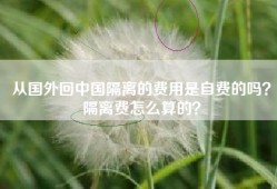 从国外回中国隔离的费用是自费的吗？隔离费怎么算的？