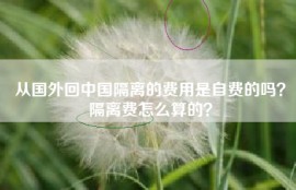 从国外回中国隔离的费用是自费的吗？隔离费怎么算的？