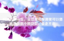 网贷名单一览，征信黑名单哪里可以借钱急用啊小额贷款，拿走不谢