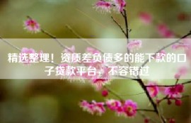 精选整理！资质差负债多的能下款的口子贷款平台，不容错过