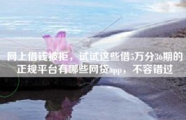 网上借钱被拒，试试这些借5万分36期的正规平台有哪些网贷app，不容错过